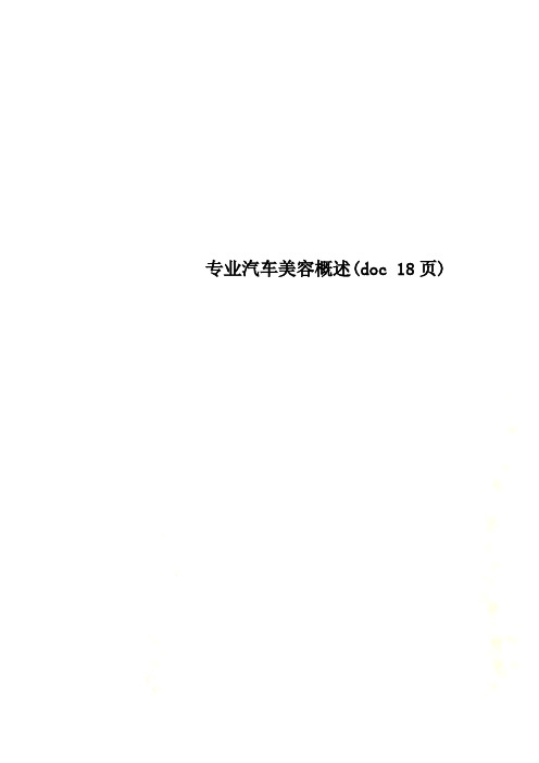 专业汽车美容概述(doc 18页)