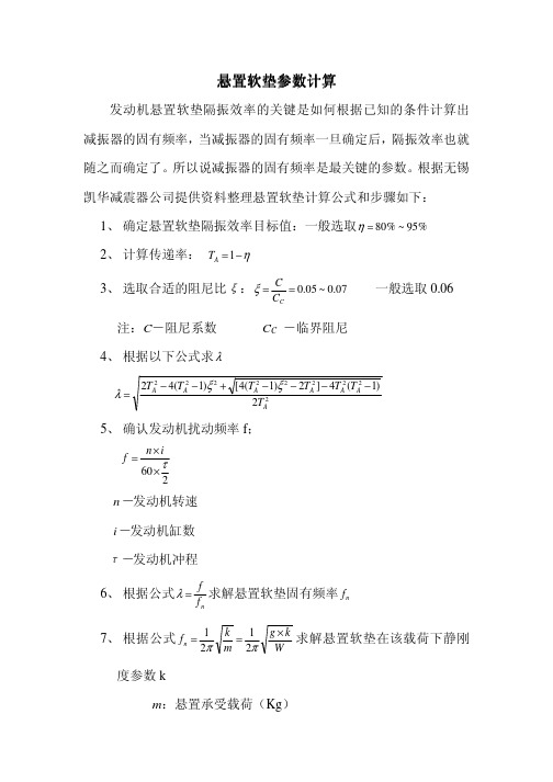 汽车悬置软垫参数计算