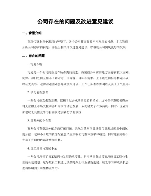 公司存在的问题及改进意见建议