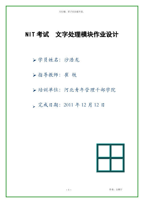 NIT word文字处理作业