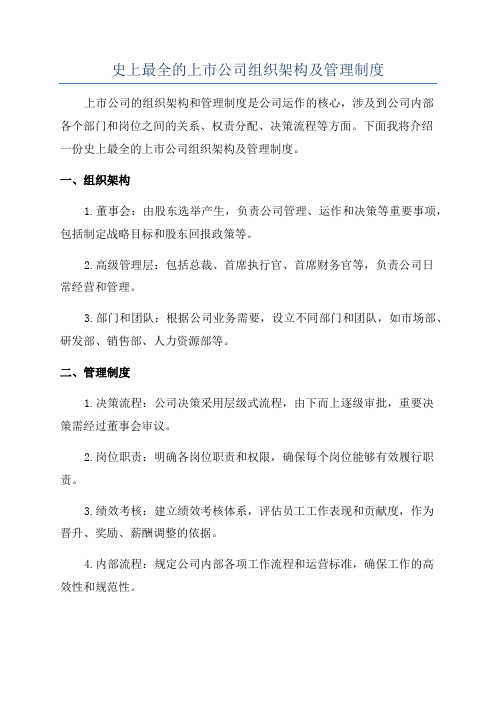 史上最全的上市公司组织架构及管理制度