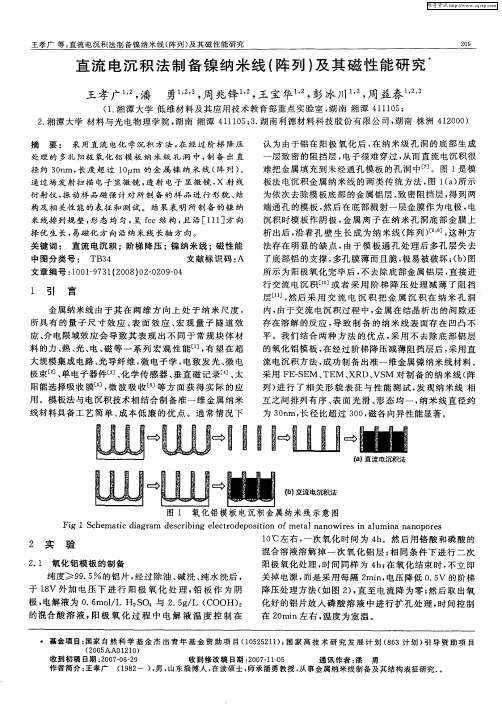 直流电沉积法制备镍纳米线(阵列)及其磁性能研究