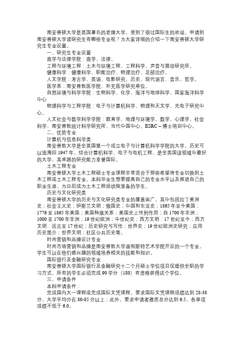 南安普顿大学研究生专业介绍