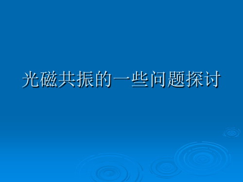 光磁共振的一些问题探讨