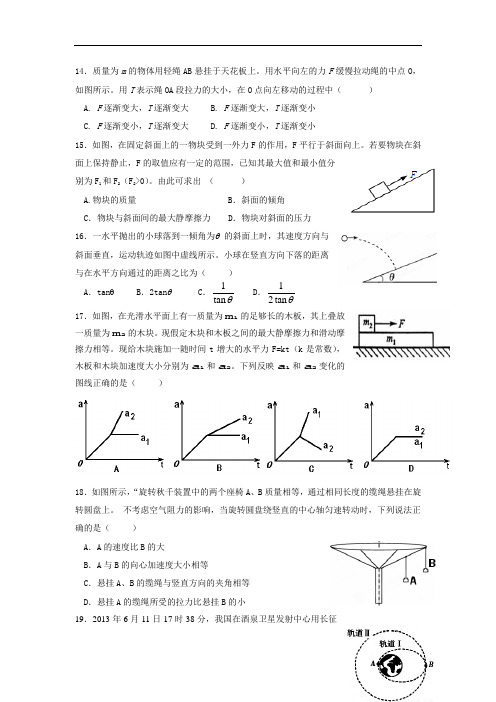 【月考试卷】宁夏银川九中2018届高三上学期第二次月考物理试题Word版含解析