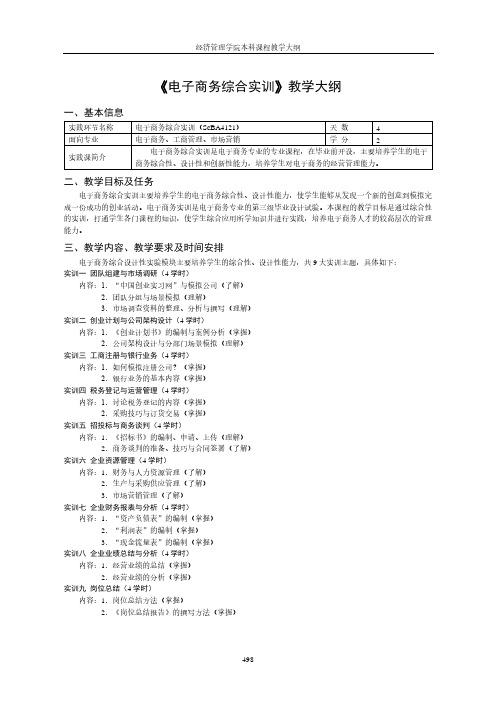 《电子商务综合实训》教学大纲