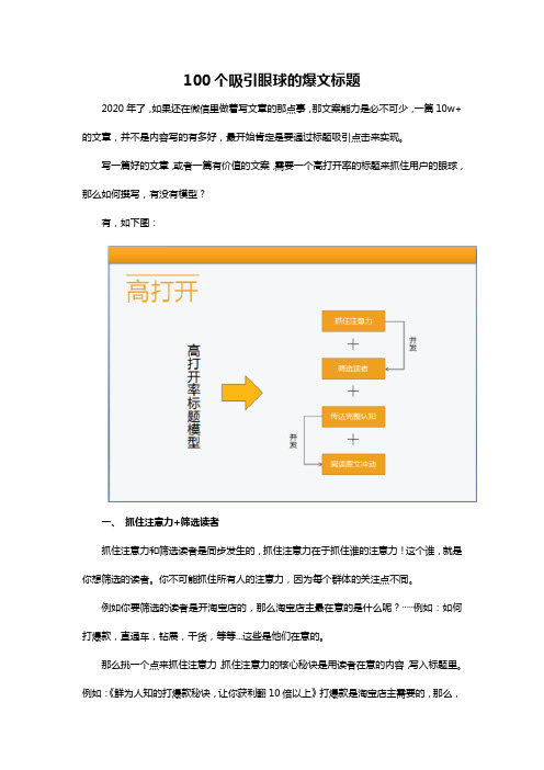 2020年100个吸引眼球的爆文标题