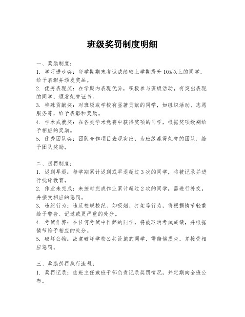 班级奖罚制度明细