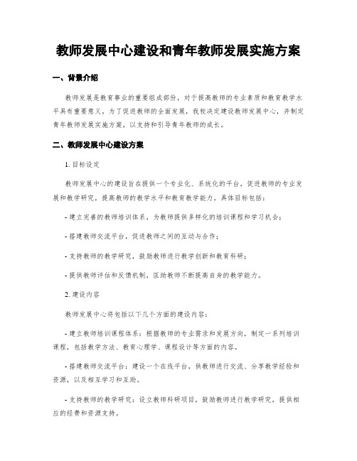 教师发展中心建设和青年教师发展实施方案