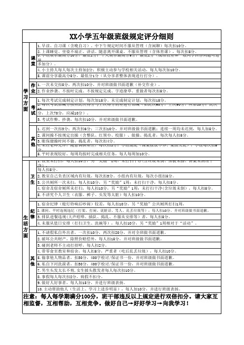 小学五年级班规细则