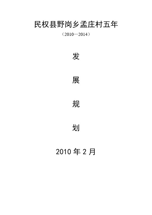 民权县野岗乡孟庄村五年发展规划