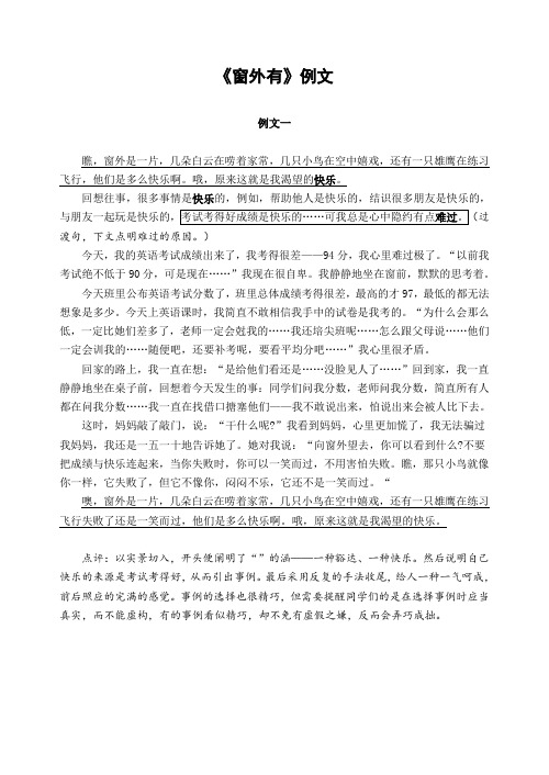 《窗外有蓝天》范文指导