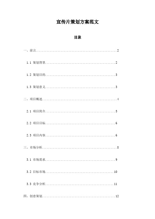 宣传片策划方案范文