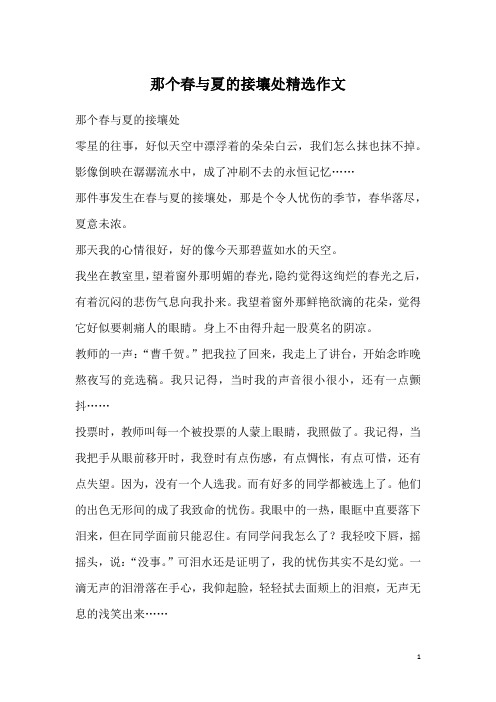 那个春与夏的接壤处精选作文