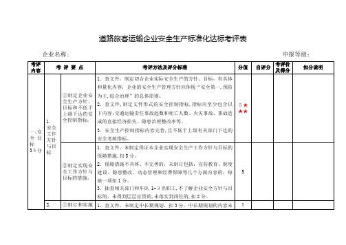 道路旅客运输企业安全标准化考评