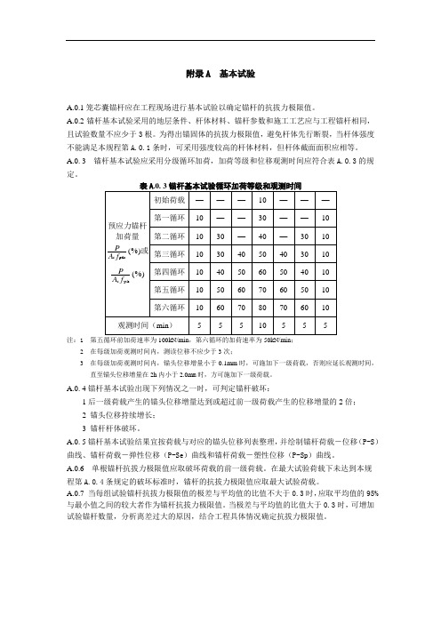 笼芯囊锚杆基本试验、验收试验