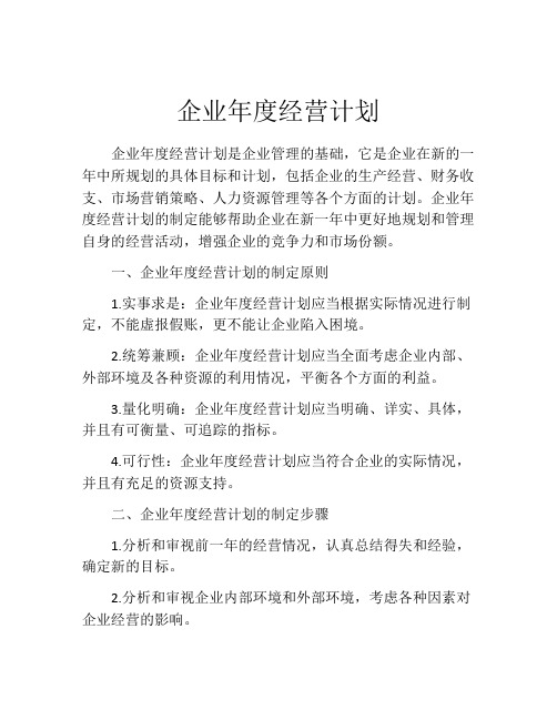 企业年度经营计划