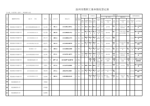 汝州市教职工基本情况统计表示例