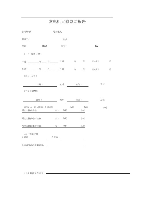 发电机大修总结报告