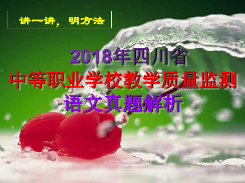 2018年四川省中等职业学校教学质量监测语文真题解析