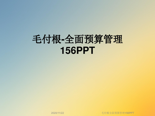 毛付根全面预算管理156PPT