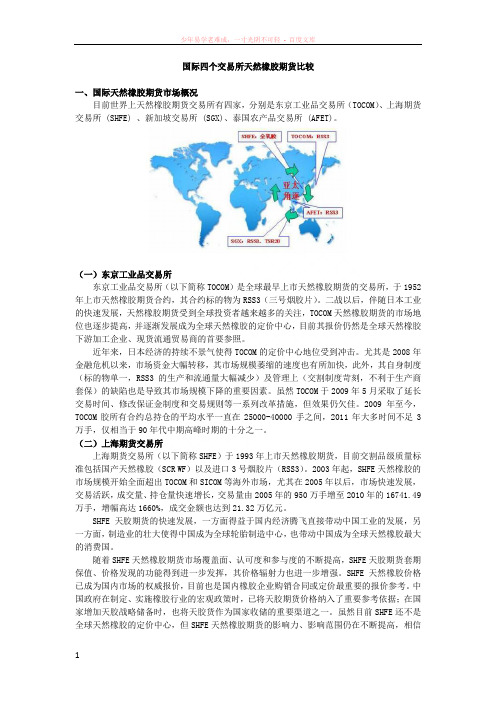 国际四个交易所天然橡胶期货比较