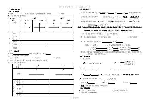 一次二次函数指数对数函数总结