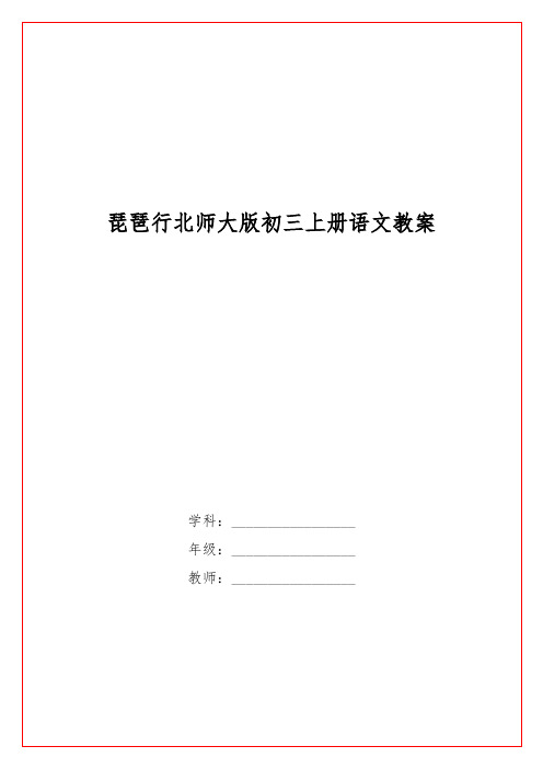 琵琶行北师大版初三上册语文教案