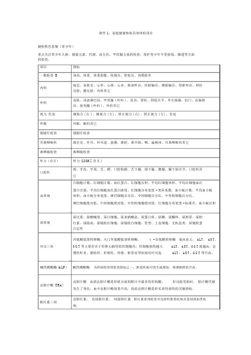 家庭健康体检具体体检项目