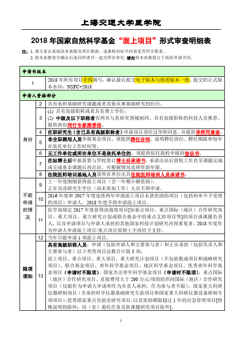 面上项目形式审查明细表