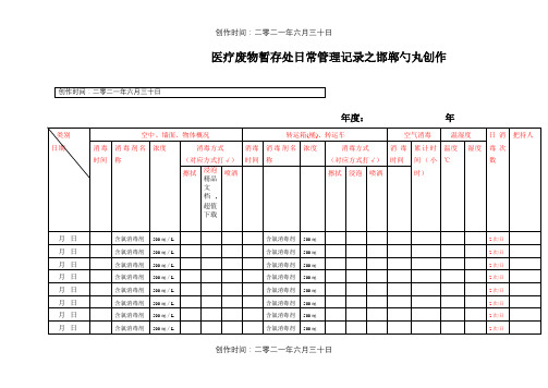 医疗废物暂存点消毒记录表