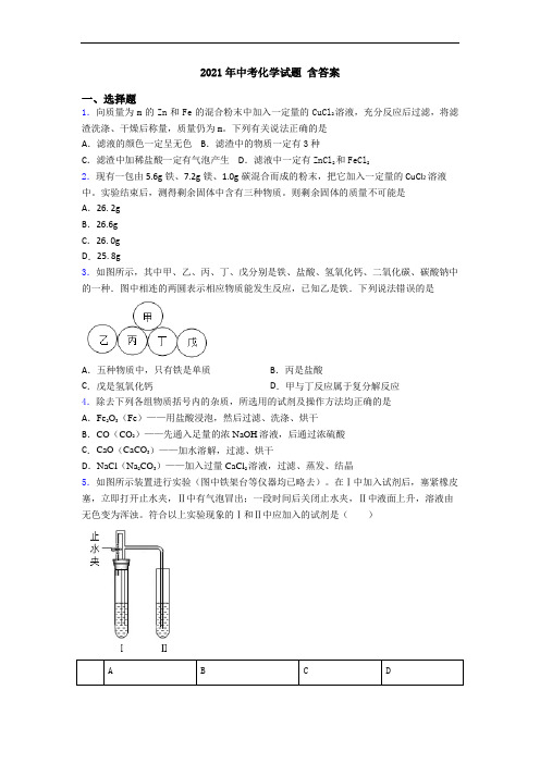 2021年中考化学试题 含答案