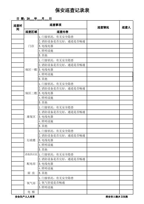 保安员24h巡查记录表