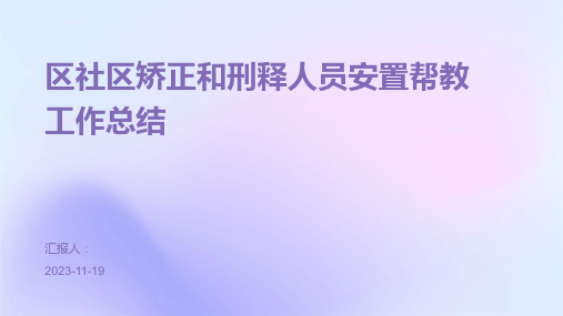 区社区矫正和刑释人员安置帮教工作总结