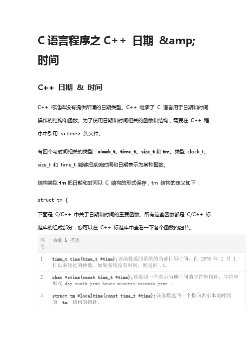 C语言程序之C++ 日期 & 时间