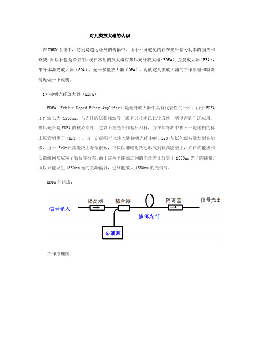 几种常见的光放大器的比较