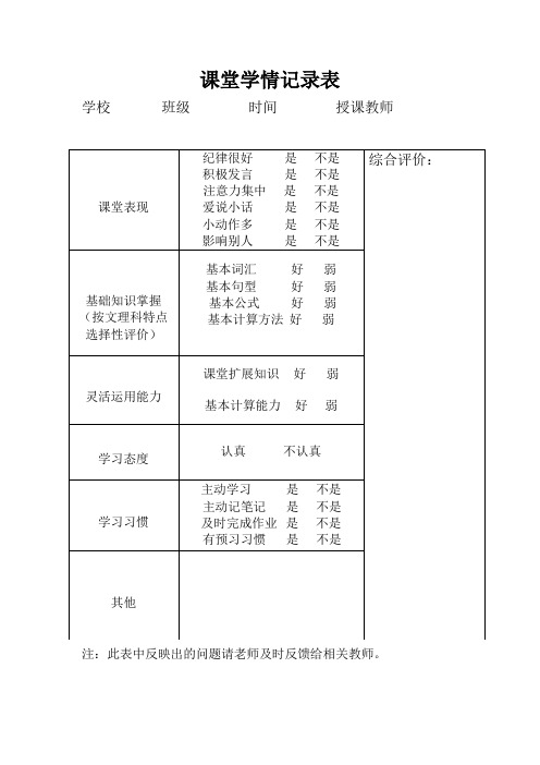 学生学情分析表