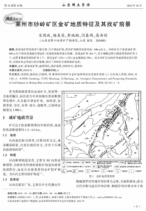 莱州市纱岭矿区金矿地质特征及其找矿前景