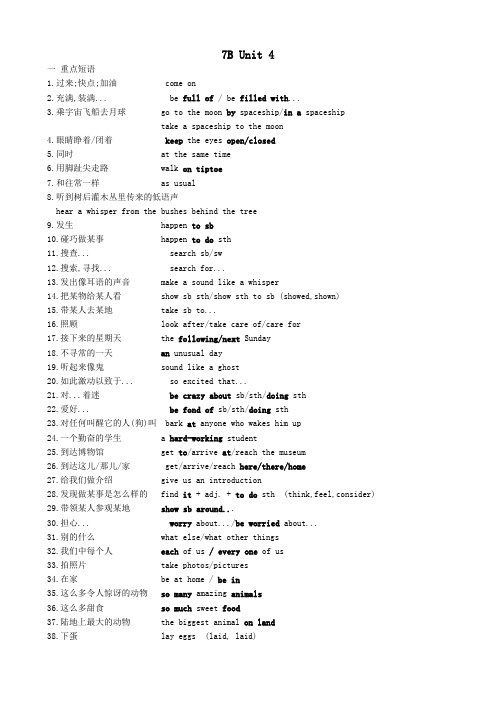 七年级英语下学期期末复习7BUnit4单元综合测试(无答案)牛津版