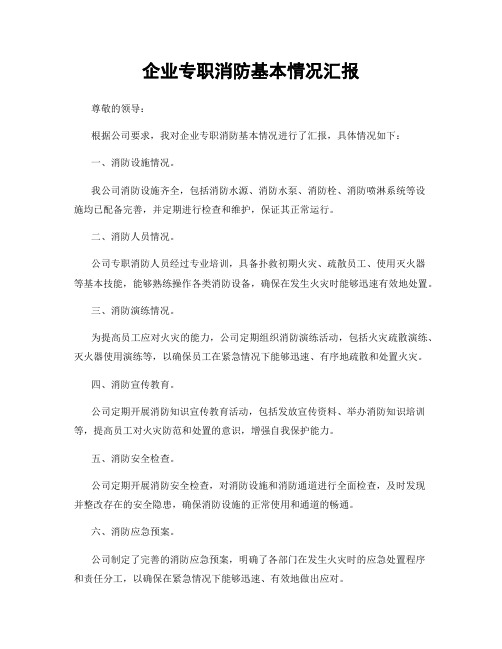 企业专职消防基本情况汇报