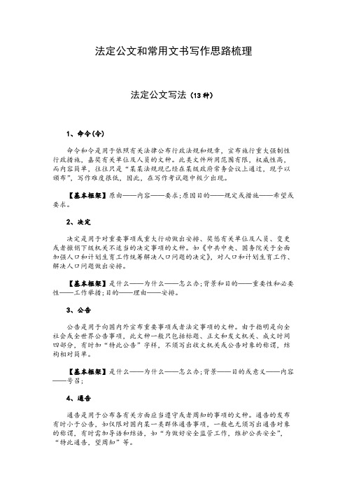 法定公文和常用文书写作思路梳理