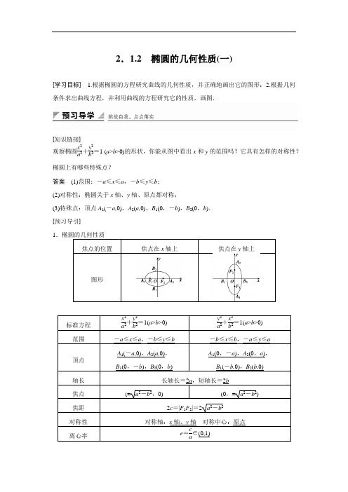 2018版高中数学人教B版选修1-1学案：2-1-2 椭圆的几何