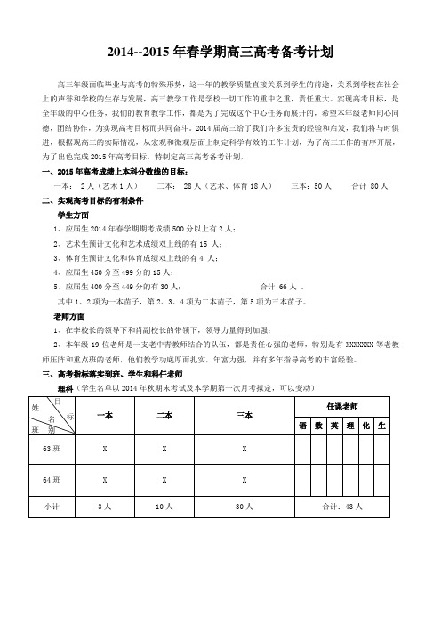 2015年高三高考备考计划