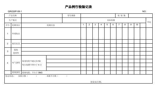 CQC认证-产品确认检验记录