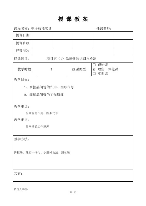 项目五(1) 晶闸管的识别与检测