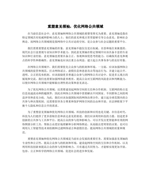 重塑意见领袖,优化网络公共领域