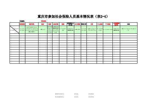 重庆市参加社会保险人员基本情况表(表2-4)