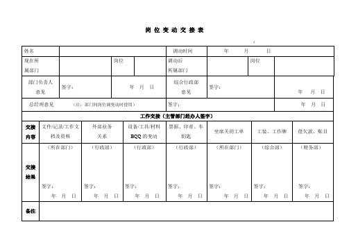 岗位变动交接表