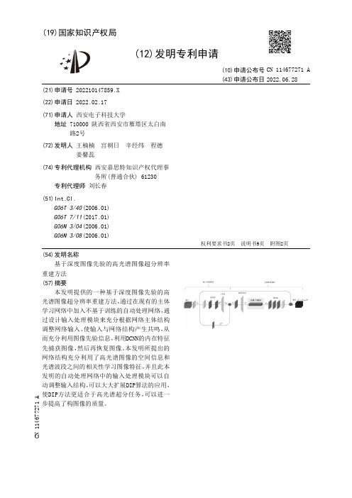 基于深度图像先验的高光谱图像超分辨率重建方法[发明专利]