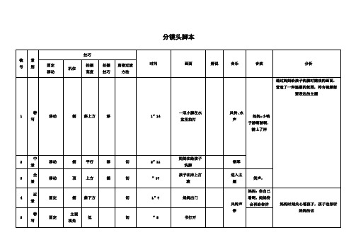 分镜头脚本表